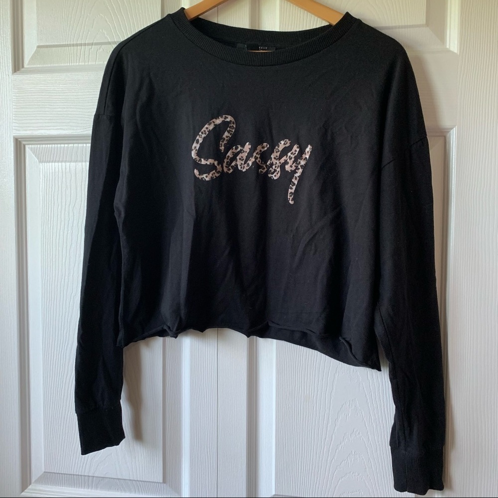 Sassy black crop top long sleeve shipping size medium - Picture 10 of 10